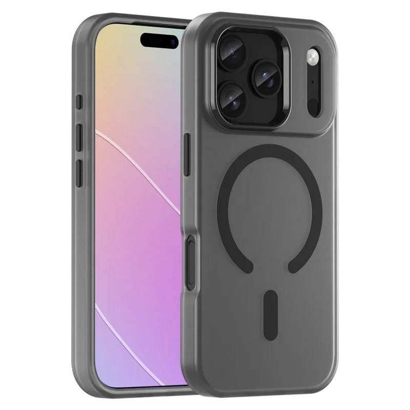 For iPhone 17 Pro Case Compatible with MagSafe TPU + PC Matte Translucent Phone Back Cover - Black