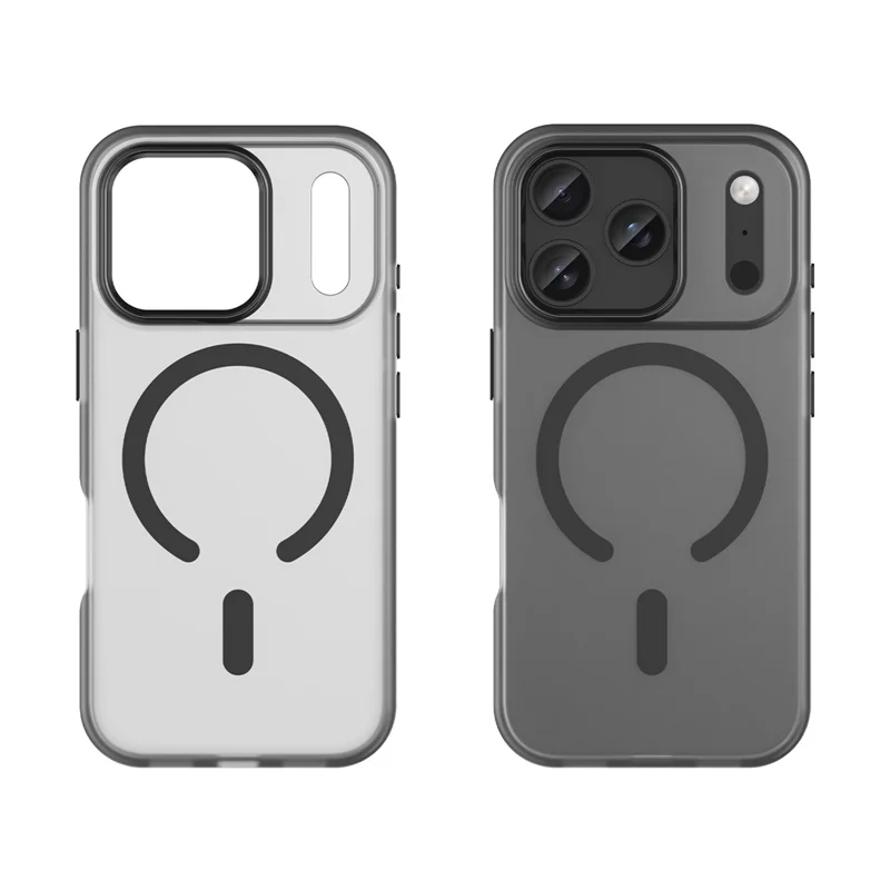 For iPhone 17 Pro Case Compatible with MagSafe TPU + PC Matte Translucent Phone Back Cover - Black