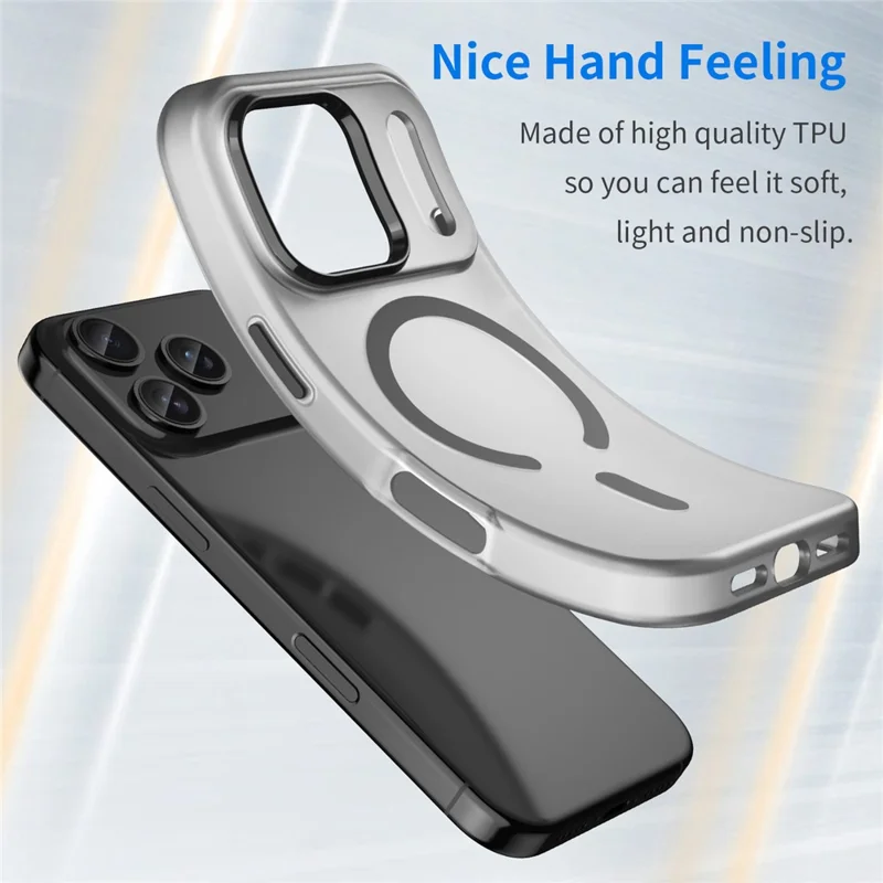 For iPhone 17 Pro Case Compatible with MagSafe TPU + PC Matte Translucent Phone Back Cover - Black
