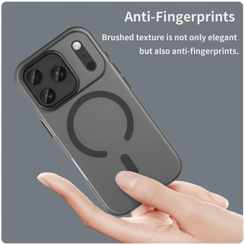 For iPhone 17 Pro Case Compatible with MagSafe TPU + PC Matte Translucent Phone Back Cover - Black