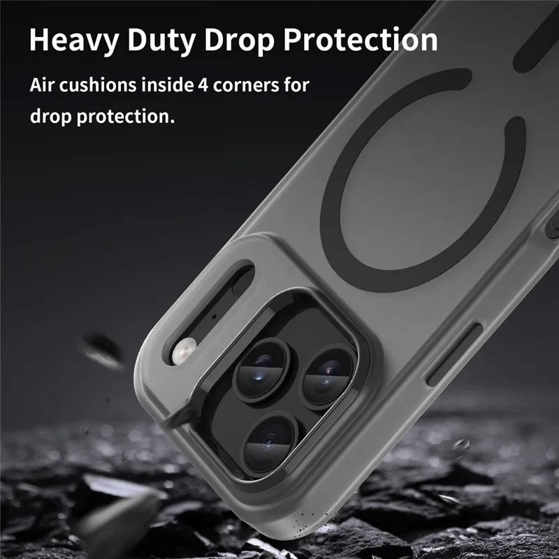 For iPhone 17 Pro Case Compatible with MagSafe TPU + PC Matte Translucent Phone Back Cover - Black