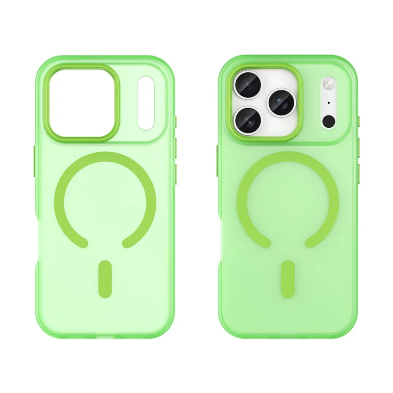 For iPhone 17 Pro Case Compatible with MagSafe TPU + PC Matte Translucent Phone Back Cover - Green