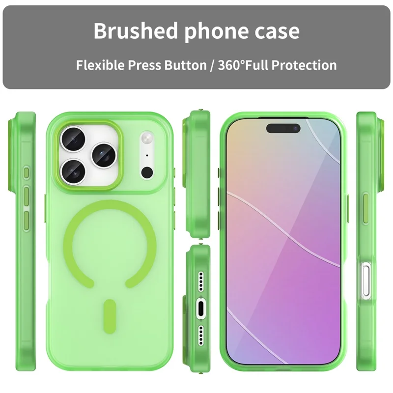 For iPhone 17 Pro Case Compatible with MagSafe TPU + PC Matte Translucent Phone Back Cover - Green