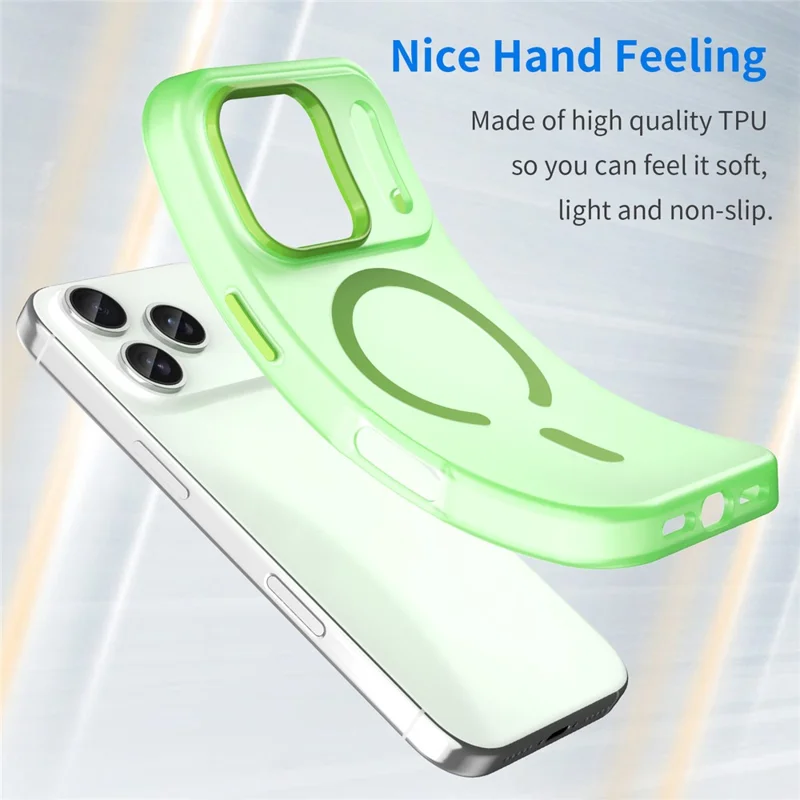 For iPhone 17 Pro Case Compatible with MagSafe TPU + PC Matte Translucent Phone Back Cover - Green