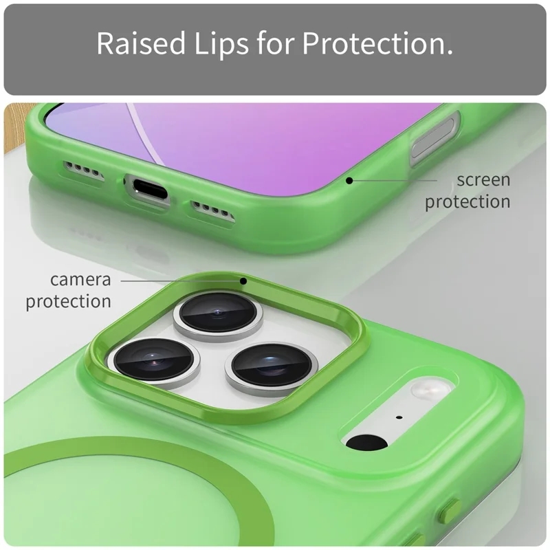 For iPhone 17 Pro Case Compatible with MagSafe TPU + PC Matte Translucent Phone Back Cover - Green