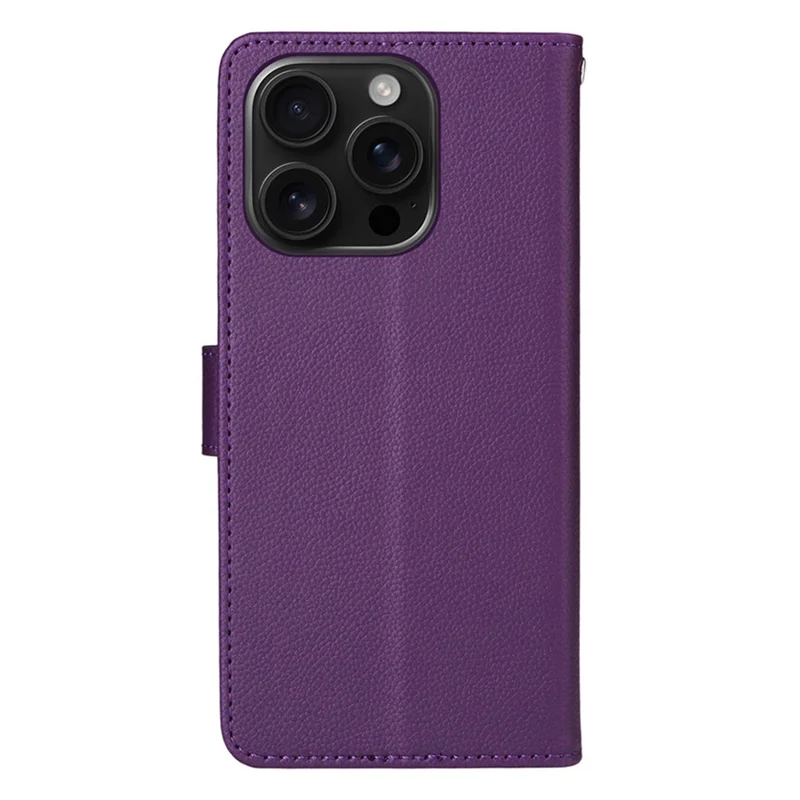 ENKAY HAT PRINCE For iPhone 16 Pro Max Wallet Case with Strap RFID Blocking Leather Stand Phone Cover - Purple
