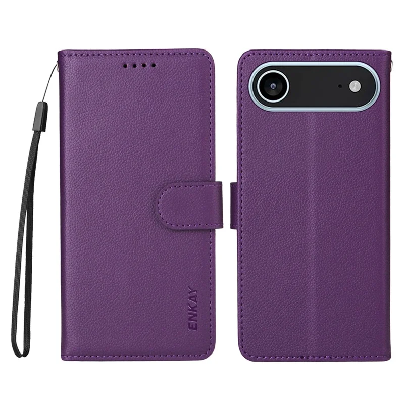 ENKAY HAT PRINCE Per iPhone 17 Cover a Portafoglio con Cinturino Blocco RFID in Pelle con Supporto - Viola