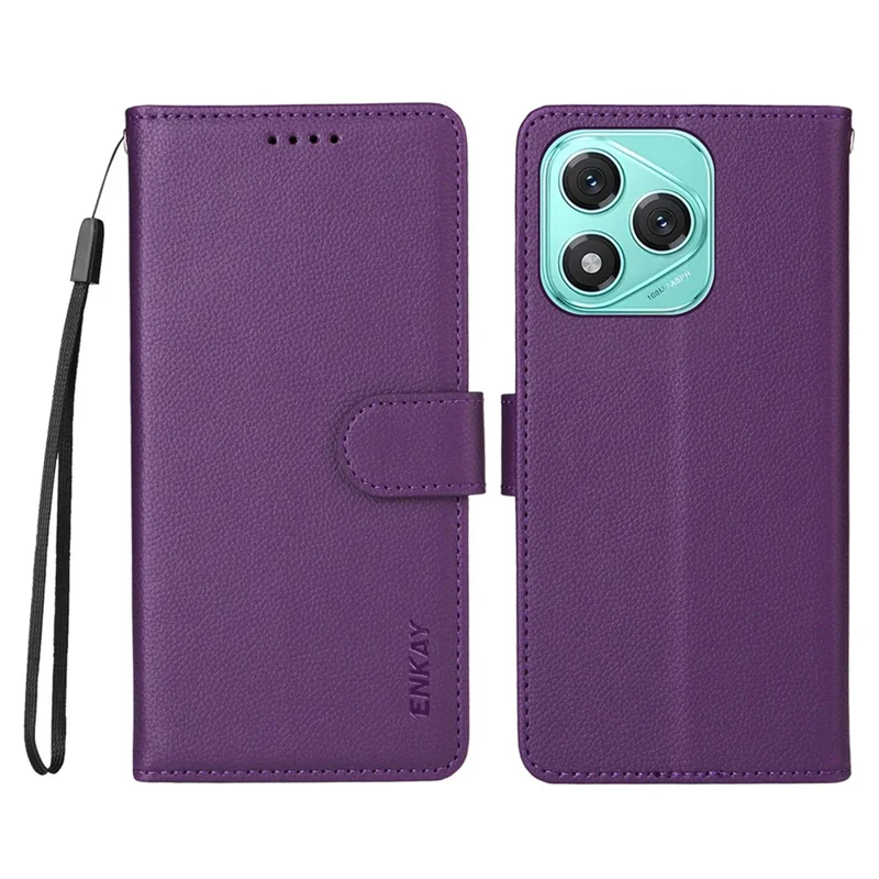 ENKAY HAT PRINCE Funda tipo cartera para Honor 400 Lite 5G con correa, bloqueo RFID, soporte de cuero - Color morado