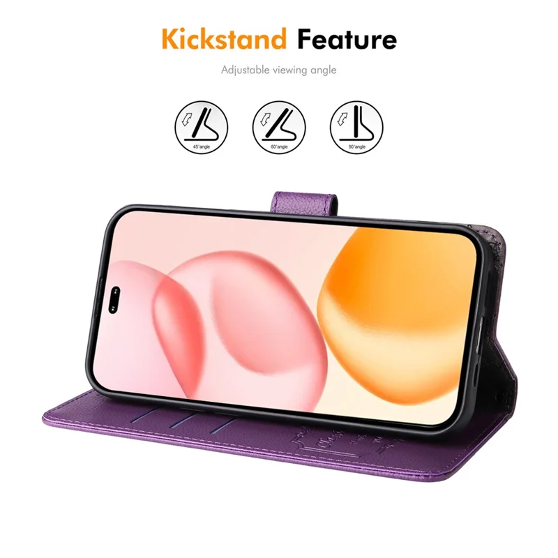 ENKAY HAT PRINCE Pour Honor 400 5G (Global) Étui Portefeuille avec Sangle Blocage RFID en Cuir Support Housse de Téléphone - Violet