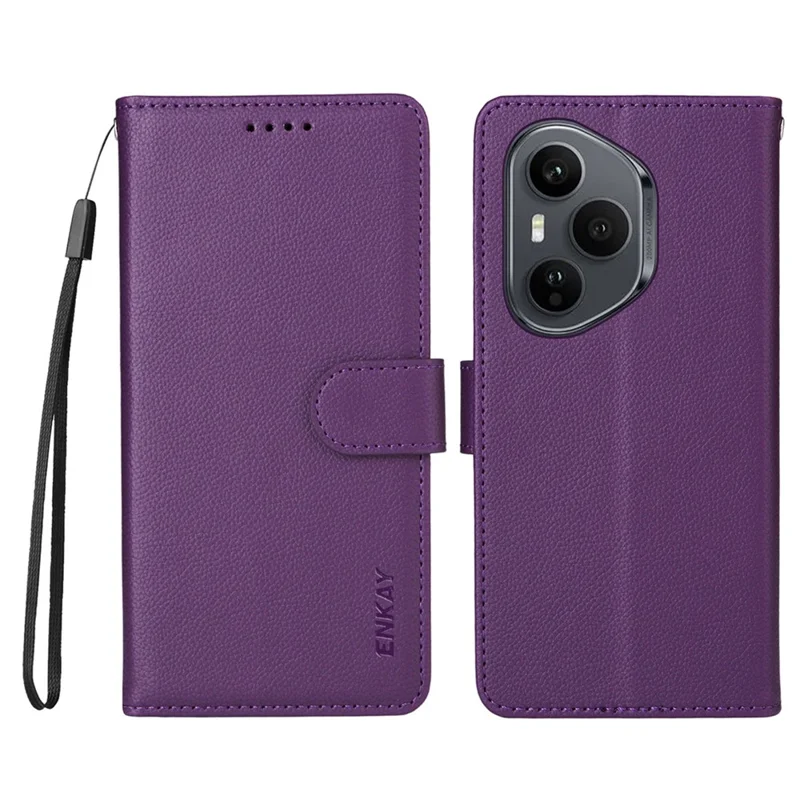 ENKAY HAT PRINCE Para Honor 400 Pro 5G (Global) Funda Cartera con Correa Bloqueo RFID de Cuero con Soporte para Teléfono - Morado