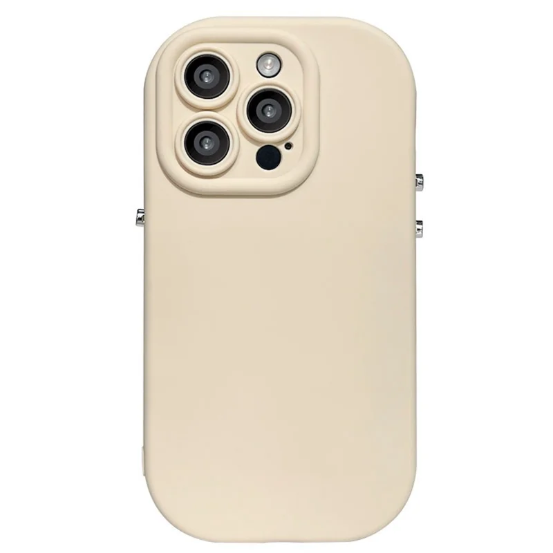 For iPhone 16 Pro Case Rounded Button Design Soft TPU Phone Back Cover - Antique White