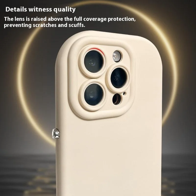 For iPhone 16 Pro Case Rounded Button Design Soft TPU Phone Back Cover - Antique White