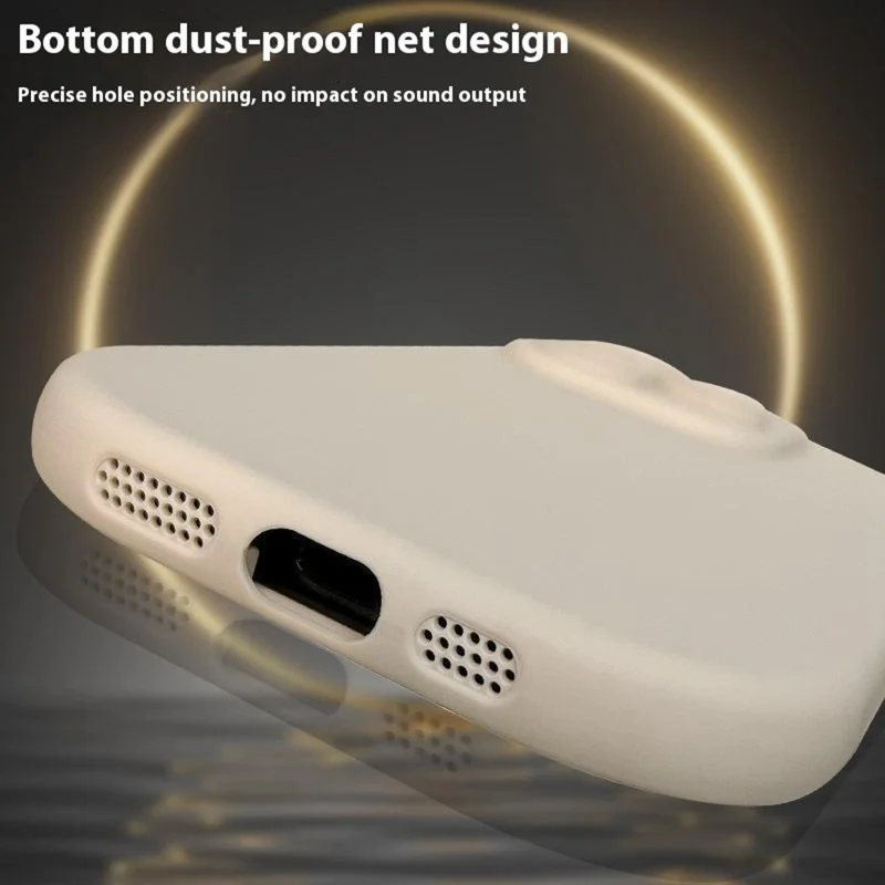 For iPhone 16 Pro Case Rounded Button Design Soft TPU Phone Back Cover - Antique White