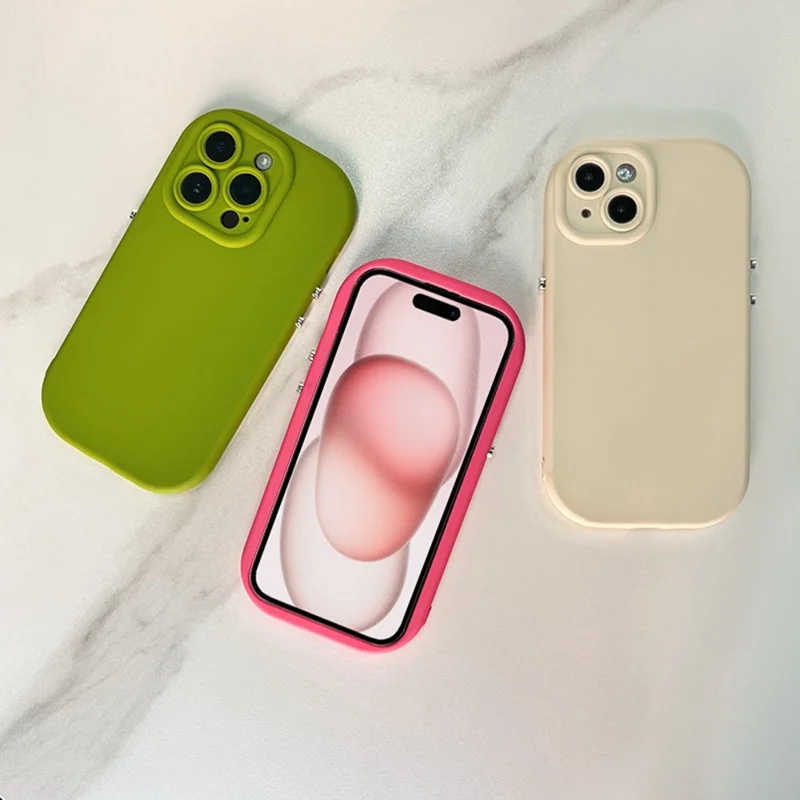 For iPhone 16 Pro Case Rounded Button Design Soft TPU Phone Back Cover - Antique White