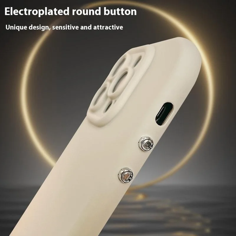 For iPhone 16 Pro Max Case Rounded Button Design Soft TPU Phone Back Cover - Antique White