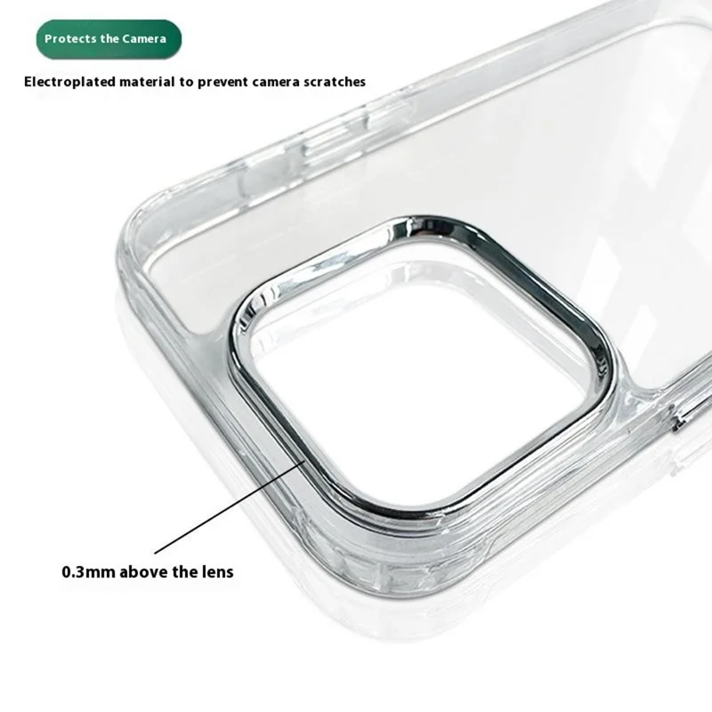 Funda para iPhone 16 Pro Max de TPU + PC con Marco de Lente Electrodepositado
