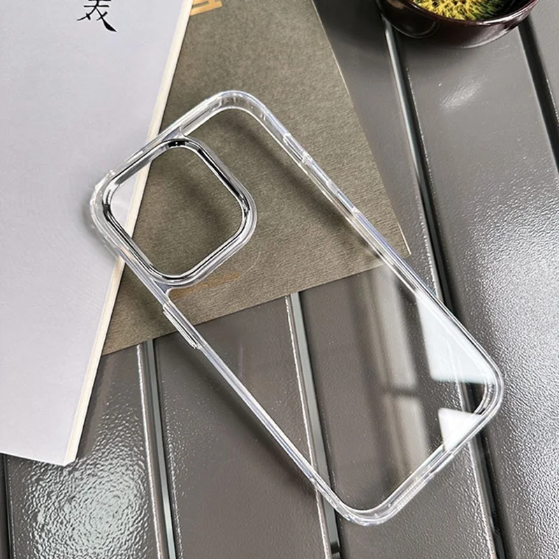 Funda para iPhone 16 Pro de TPU + PC con Marco de Lente Electrolítico