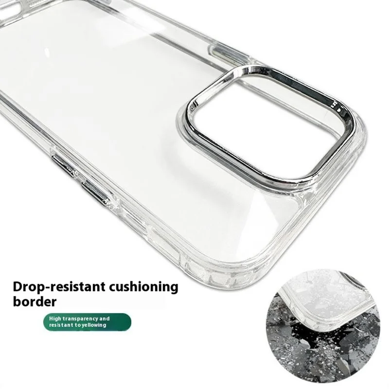 Funda para iPhone 16 Pro de TPU + PC con Marco de Lente Electrolítico