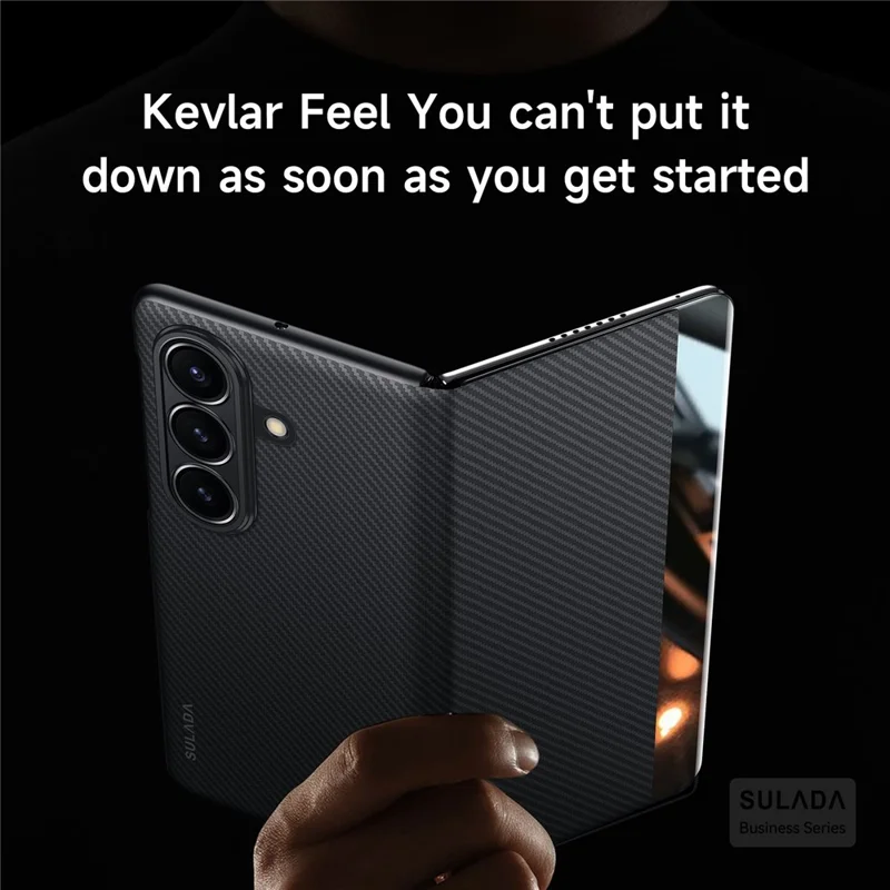 SULADA für Samsung Galaxy Z Fold7 5G Hülle mit Sichtfenster Leder Handyhülle mit Auto Wake / Sleep - Schwarz