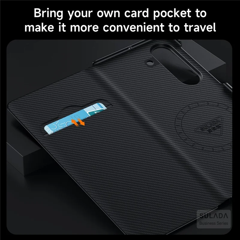 SULADA für Samsung Galaxy Z Fold7 5G Hülle mit Sichtfenster Leder Handyhülle mit Auto Wake / Sleep - Schwarz