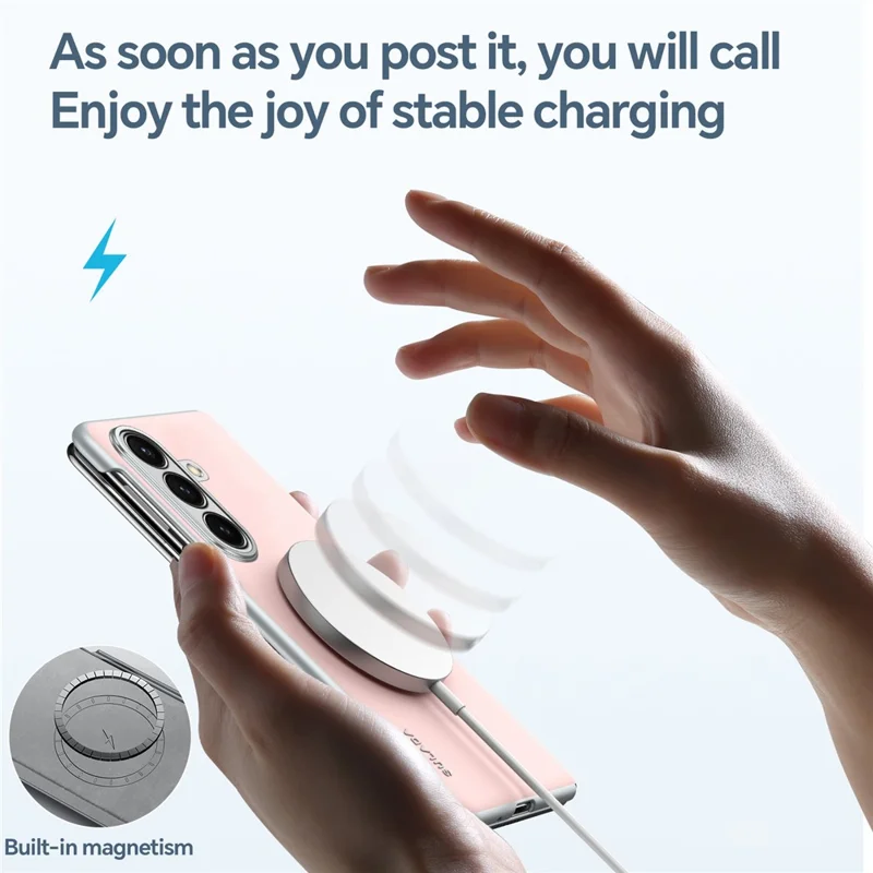 SULADA Für Samsung Galaxy Z Fold7 5G Hülle Lederhülle Kompatibel mit MagSafe Scharnierschutz - Rosa