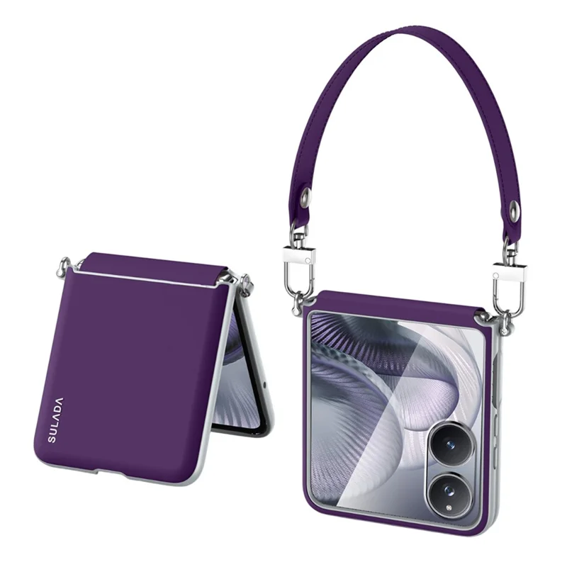 SULADA For Xiaomi Mix Flip 2 Case with Strap Leather Back Phone Cover Hinge Protection - Purple