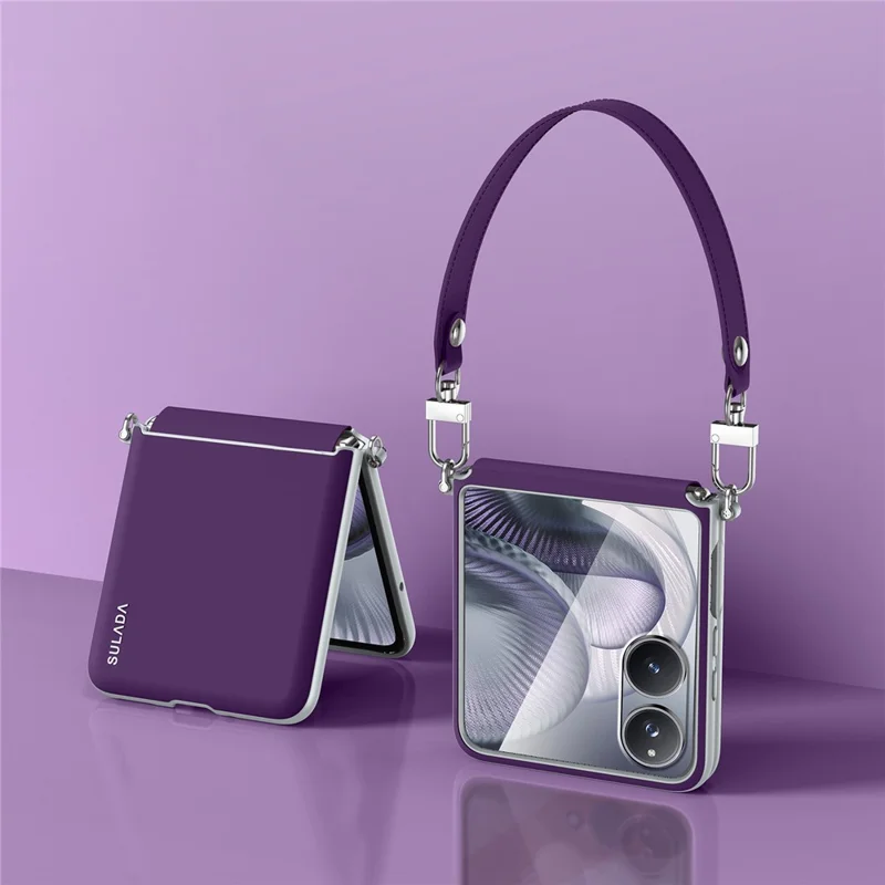SULADA For Xiaomi Mix Flip 2 Case with Strap Leather Back Phone Cover Hinge Protection - Purple
