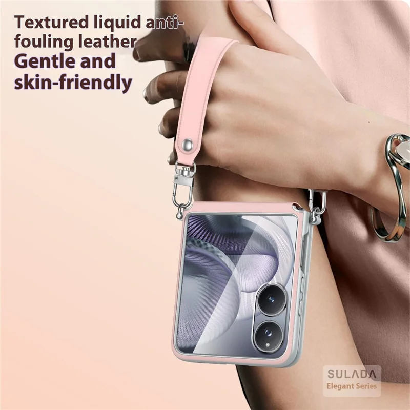 SULADA For Xiaomi Mix Flip 2 Case with Strap Leather Back Phone Cover Hinge Protection - Purple