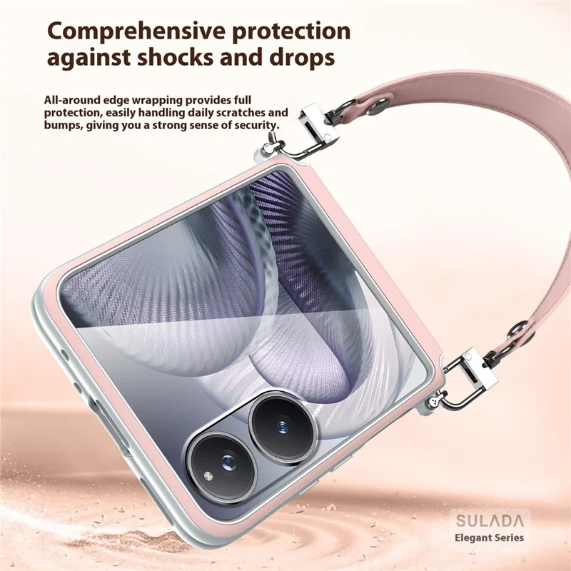 SULADA For Xiaomi Mix Flip 2 Case with Strap Leather Back Phone Cover Hinge Protection - Purple