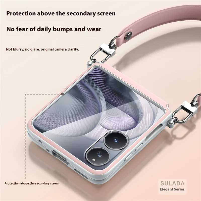 SULADA For Xiaomi Mix Flip 2 Case with Strap Leather Back Phone Cover Hinge Protection - Purple