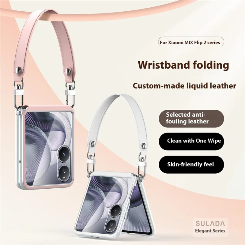 SULADA For Xiaomi Mix Flip 2 Case with Strap Leather Back Phone Cover Hinge Protection - Purple