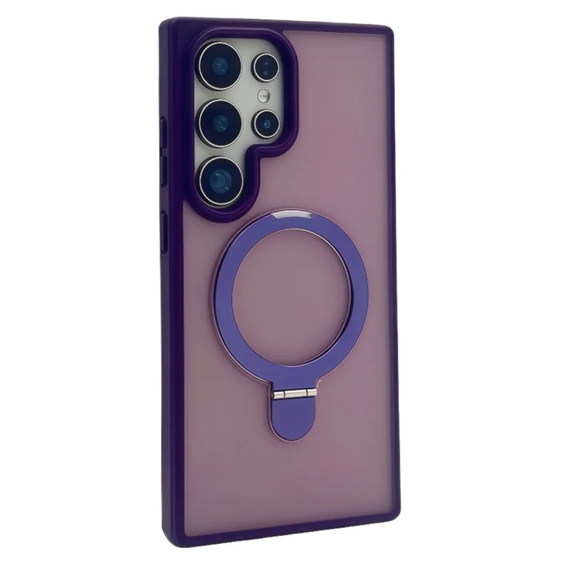 For Samsung Galaxy S25 Ultra Magnetic Case with Kickstand TPU + PC Phone Back Cover - Dark Purple