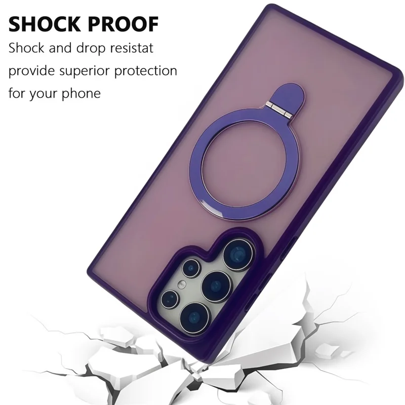 For Samsung Galaxy S25 Ultra Magnetic Case with Kickstand TPU + PC Phone Back Cover - Dark Purple