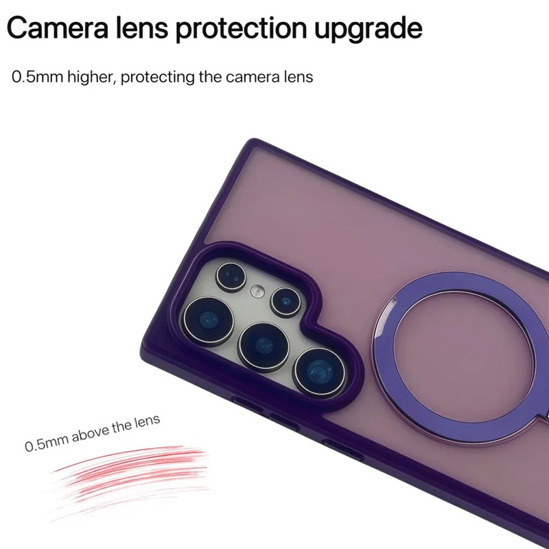 Étui magnétique pour Samsung Galaxy S24 Ultra avec support, en TPU + PC, Housse arrière de téléphone - Violet foncé