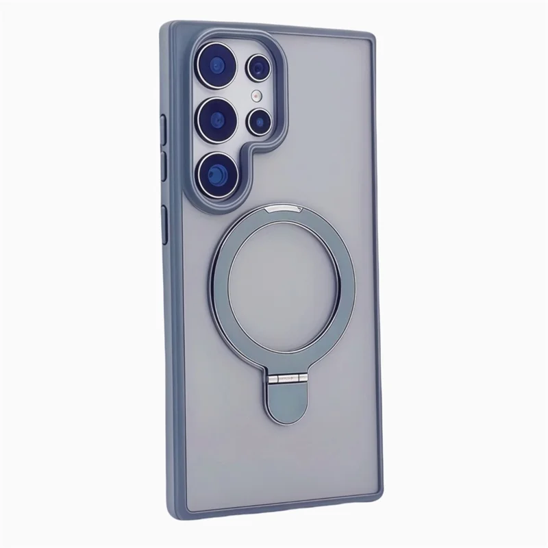 For Samsung Galaxy S23 Ultra Magnetic Case with Kickstand TPU + PC Phone Back Cover - Titanium Grey