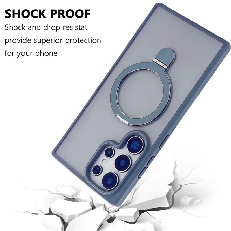 For Samsung Galaxy S23 Ultra Magnetic Case with Kickstand TPU + PC Phone Back Cover - Titanium Grey