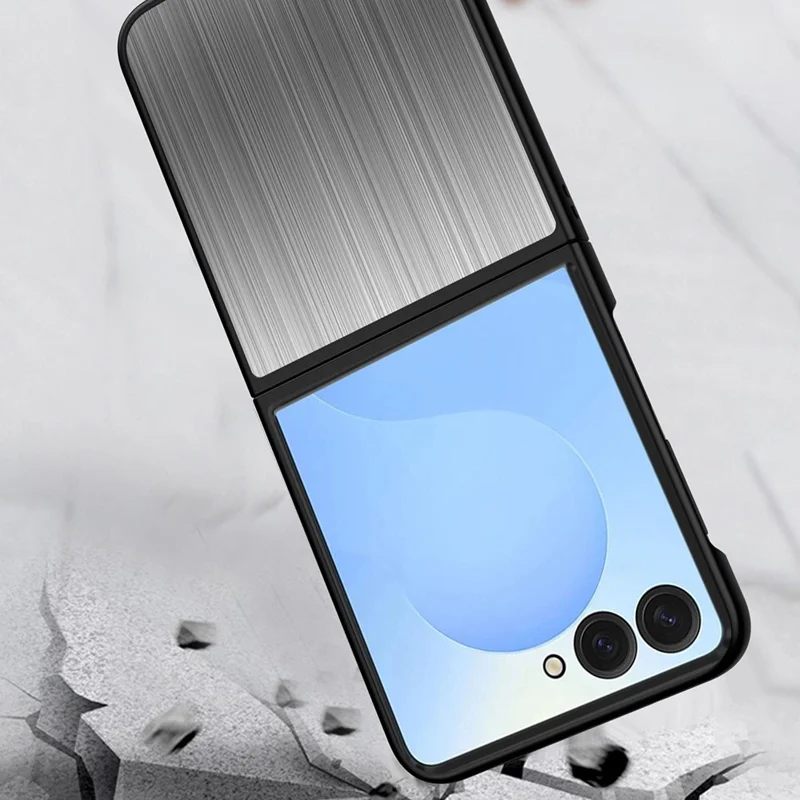 For Samsung Galaxy Z Flip7 5G Case Protective Stainless Steel + PC Phone Cover - Grey