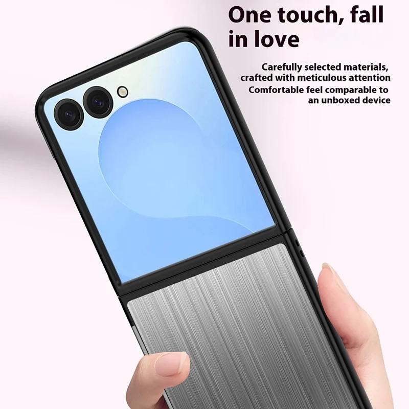 For Samsung Galaxy Z Flip7 5G Case Protective Stainless Steel + PC Phone Cover - Grey