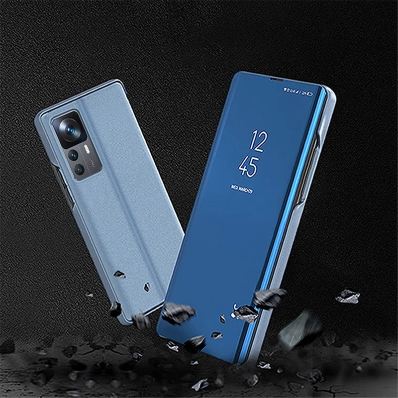 Per Xiaomi 12T 5G / 12T Pro 5G / Redmi K50 Ultra 5G Custodia Protettiva in PU Leather Flip Elettroplaccata con Vista Finestra Chiara Supporto Antigraffio Corpo Completo - Oro Rosa