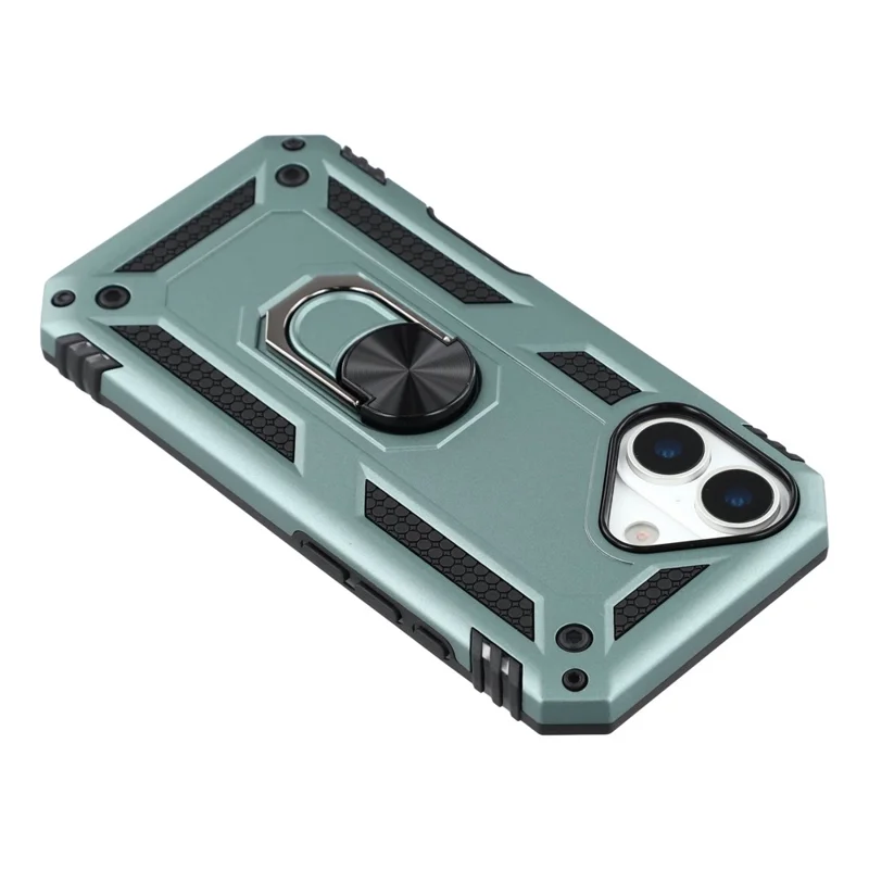Funda para iPhone 17 con correa para la muñeca, soporte y cubierta de teléfono de PC + TPU - Verde negruzco
