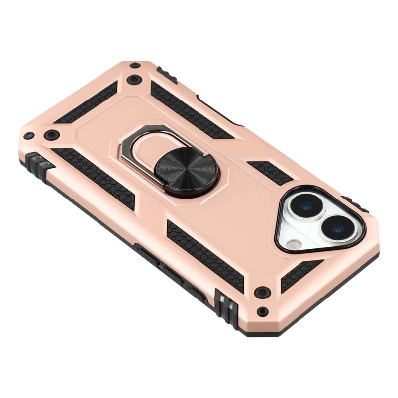 For iPhone 17 Case with Shoulder Strap Kickstand PC + TPU Phone Cover - Rose Gold