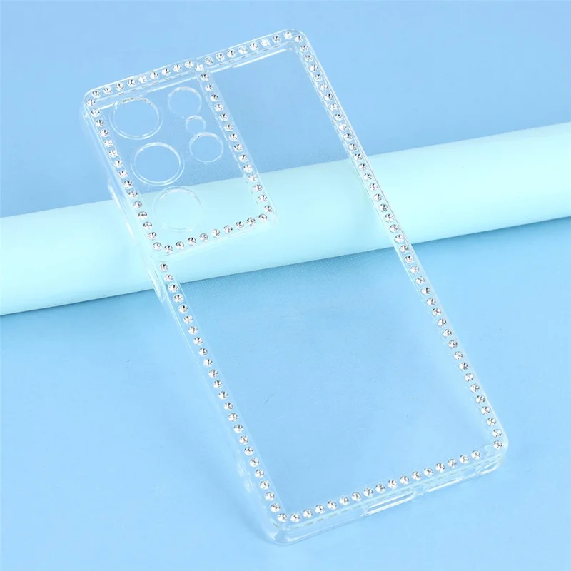 Für Samsung Galaxy S24 Ultra TPU-Hülle mit Strasssteinen, transparente Handyrückseite, präzise Aussparungen