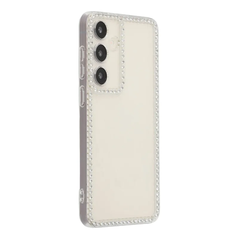 Cover per Samsung Galaxy S24 FE in TPU con Decorazione di Strass, Cover Posteriore Trasparente con Ritagli Precisi