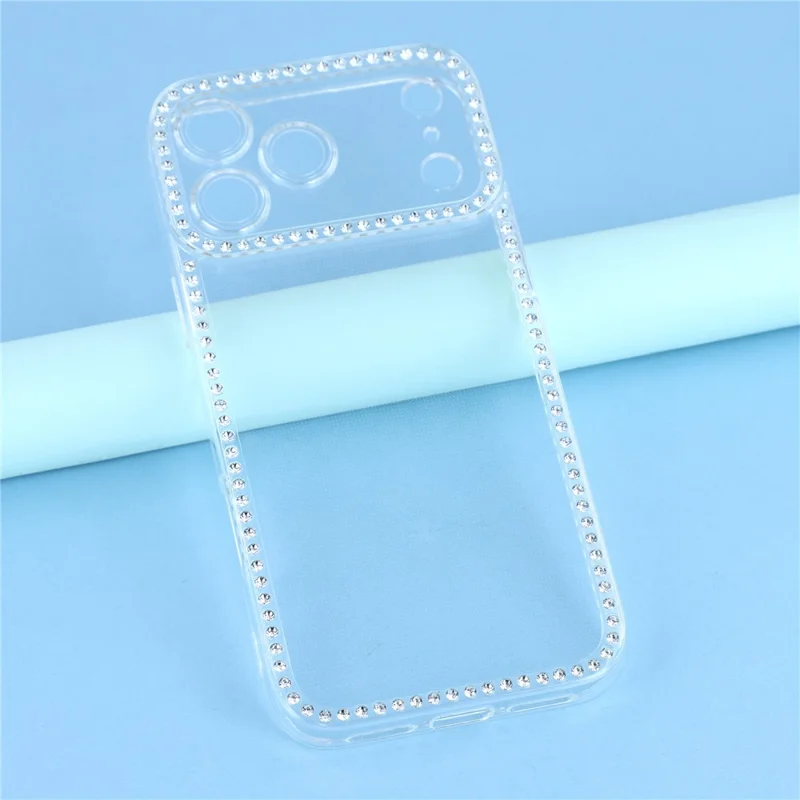 Чехол для iPhone 17 Pro Max с TPU-покрытием, украшенный стразами, прозрачный, с точными вырезами
