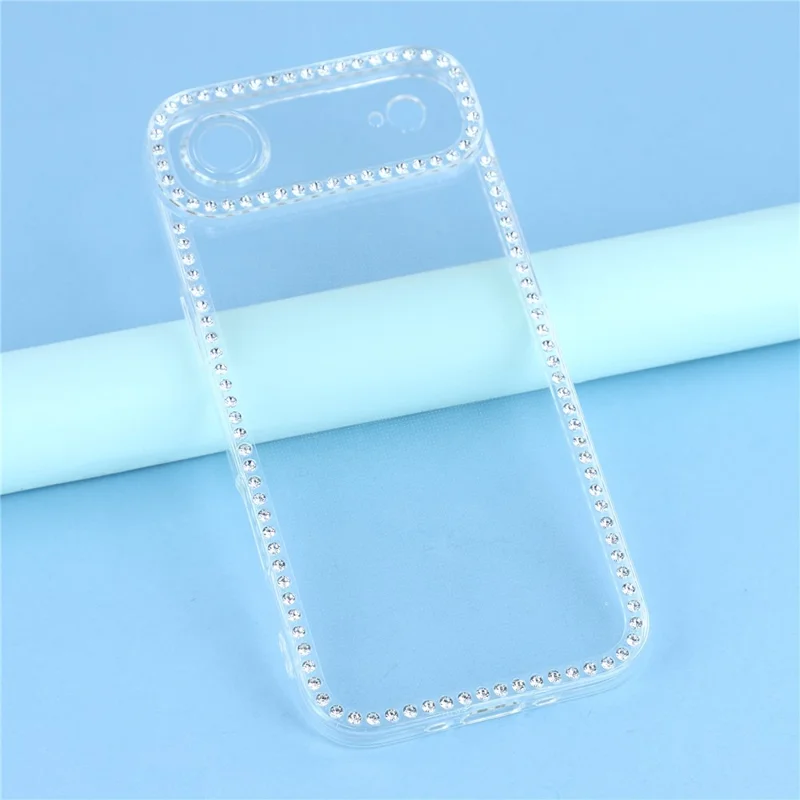 Für iPhone 17 Air TPU Hülle mit Strasssteinen Dekor Transparente Handyrückseite, Präzise Aussparungen