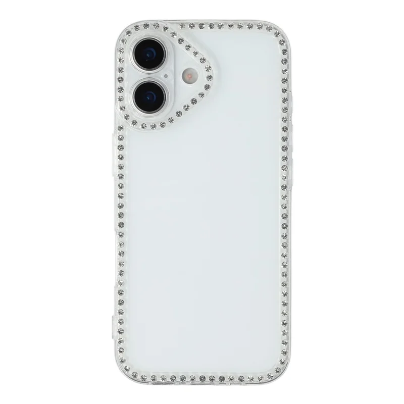 For iPhone 16 TPU Case Rhinestone Decor Clear Phone Back Cover, Precise Cutout