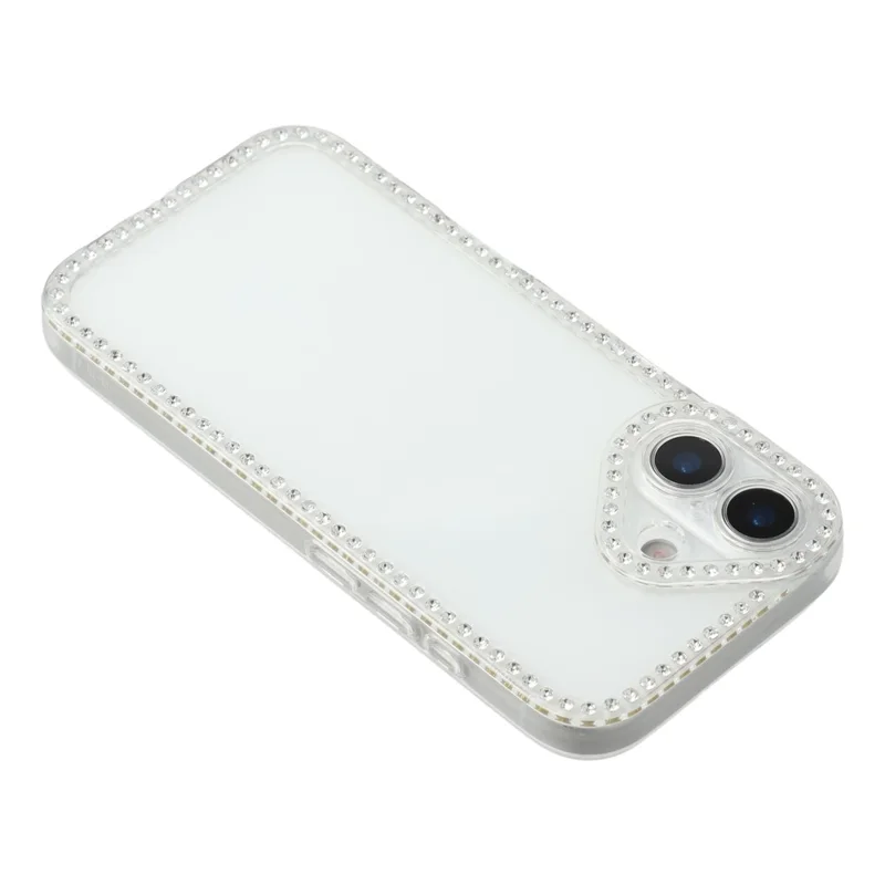 For iPhone 16 TPU Case Rhinestone Decor Clear Phone Back Cover, Precise Cutout