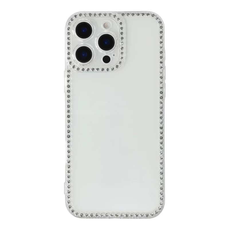 For iPhone 16 Pro TPU Case Rhinestone Decor Clear Phone Back Cover, Precise Cutout