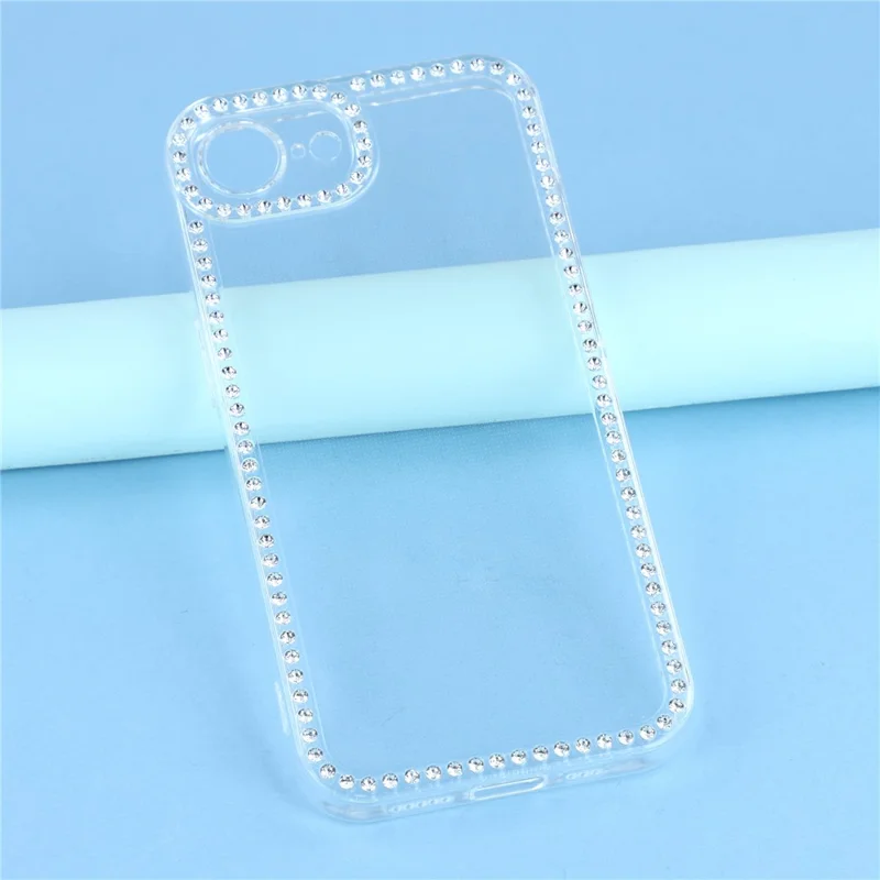 Für iPhone 16e TPU-Hülle mit Strassstein-Verzierung, transparente Rückseite, präzise Ausschnitte
