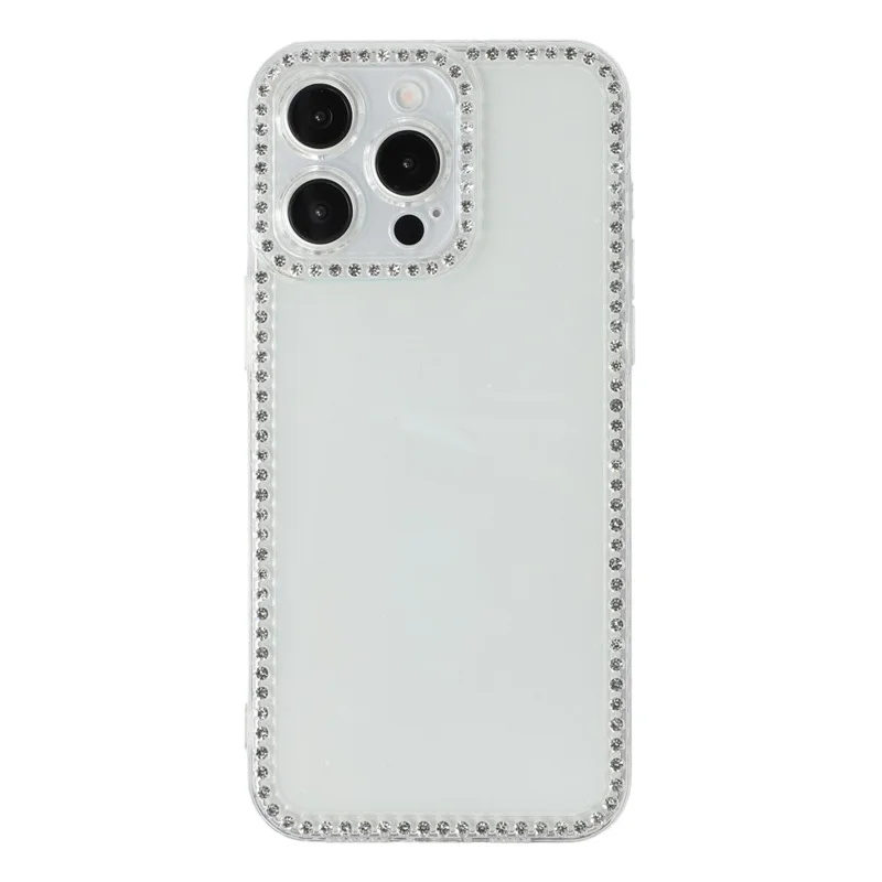 For iPhone 15 Pro TPU Case Rhinestone Decor Clear Phone Back Cover, Precise Cutout